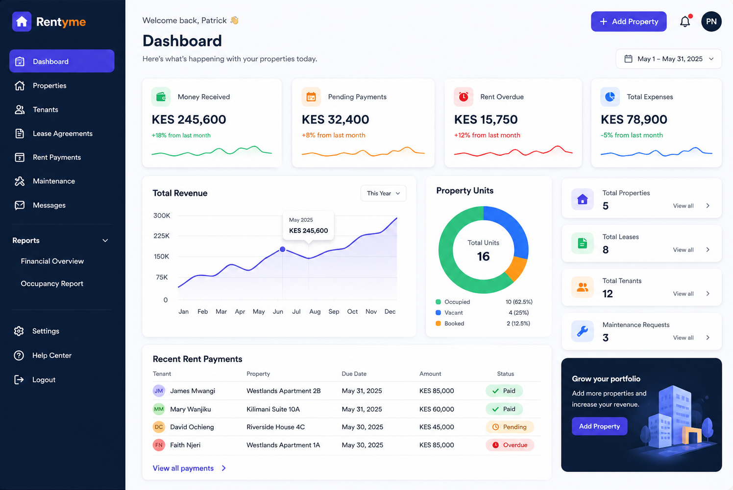 Landlord dashboard preview